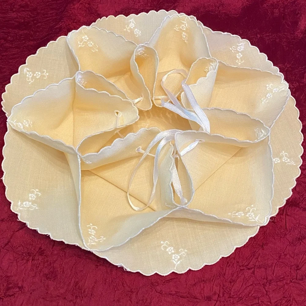 Circa 1900 Vintage Handmade Embroidered Linen Roll/Biscuit/Muffin Holder
